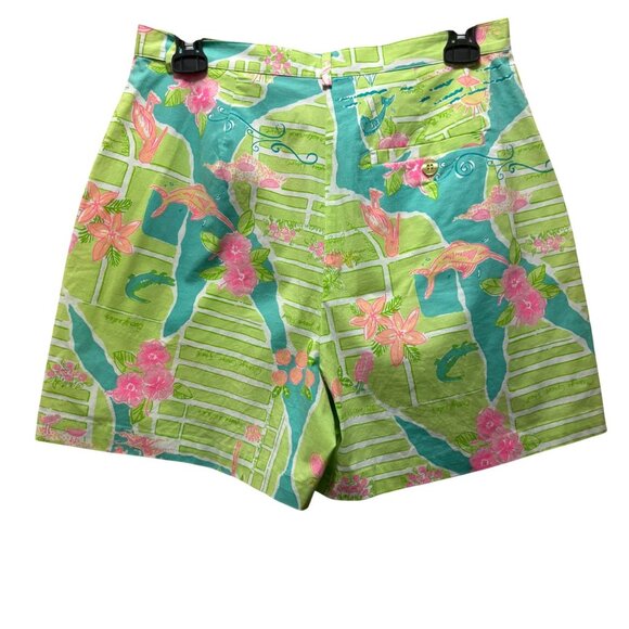 Lilly Pulitzer Womens Vintage Green & Pink Floral Print Everglades Shorts Size 6 - Picture 2 of 7